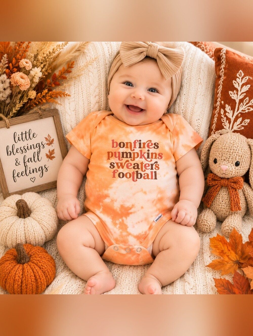 HG Creations Bonfires Pumpkins Sweaters Football Tie Dye Baby Bodysuit Onesie